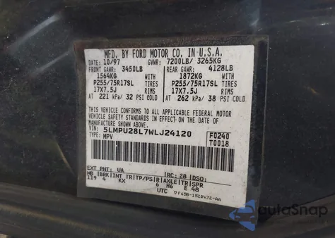 1998 Lincoln Navigator z USA, uszkodzony, nr VIN 5LMPU28L7WLJ24120